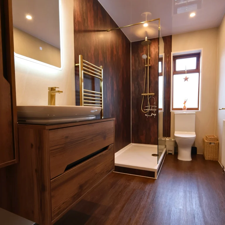 Dark Wood Bathroom Design – TikiTaki Bathrooms Ltd