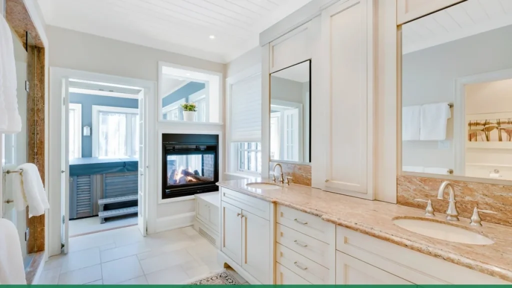 A bright modern bathroom with clean surfaces and simple finishes