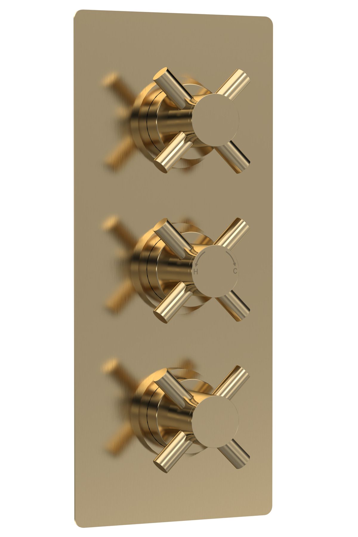 Hudson Reed Tec Brushed Brass Crosshead Triple Thermostatic Shower Valve With Diverter KRI8023